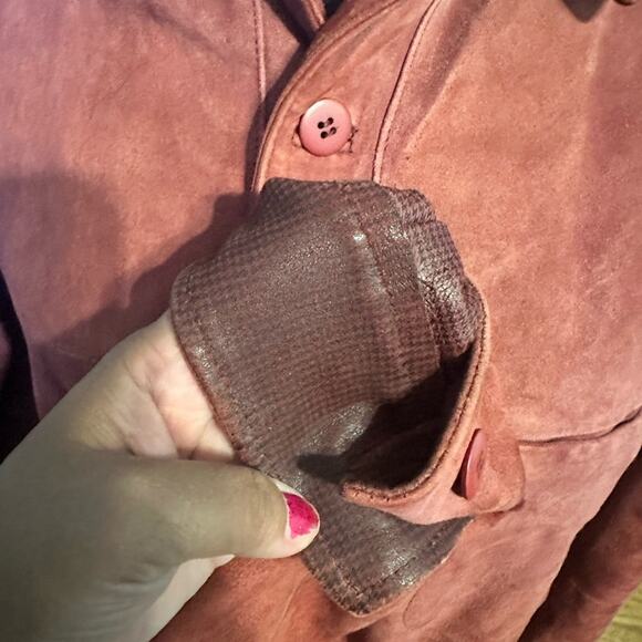 Jhane Barnes Deep Red Leather Jacket | Vintage 90s | Size 44 - Picture 9 of 12